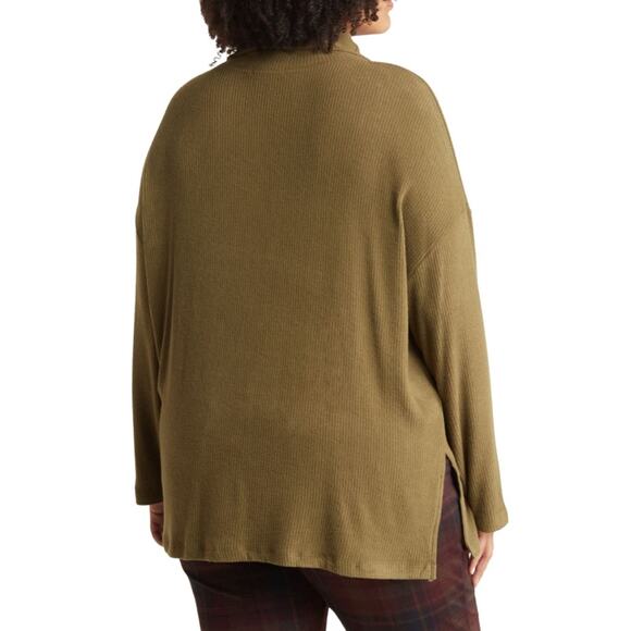 Sanctuary Staying Cozy Cowl Neck Tunic- Field Green Size 1X - Picture 2 of 4